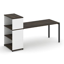 Concept Стол рабочий с опорным стеллажом с надставкой низ. CN.SP-212 Дуб Мали/Белый Бриллиант/Металл Черный 2000*720*1140 - Фото предпросмотра
