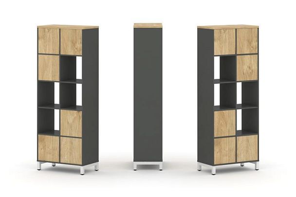 Стайл Проджект Набор стеллажа 1 сторон., 5 яр. SN.NS-521 Антрацит/Тиквуд Светлый/Металл Белый 754*40 - Вид 1