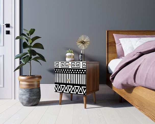 Тумбочка Berber с двумя ящиками 19 принт арт BB03/Print_19, разноцветная - Вид 3