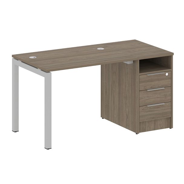 Metal System Quattro Р. ст. с тумбой на П-образном м/к 50БП.РС-СТП-1.1 Вяз/Серый металл 1412*720*750 - Вид 1