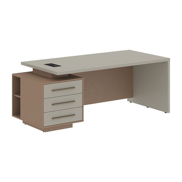 Стол руководителя с тумбой VCT 2090(L) Аметист/Бронза браш/Кобра 2000х900х750 VELION - Вид 1