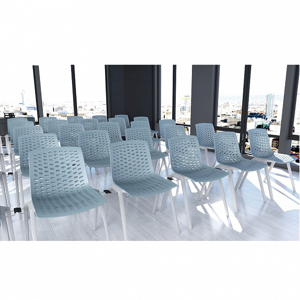 Стул LUX (4 ножки) каркас белый RAL 9003, красный, стопируемый - Вид 6