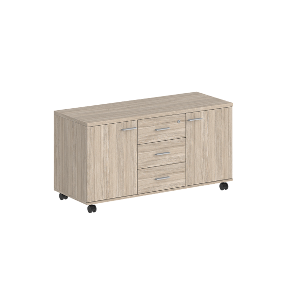 Тумба сервисная Sigma с 3 ящ. 1204х460х619, с замком, 2 фасадами / корпус: дуб светлый; фасады: дуб светлый - Вид 1