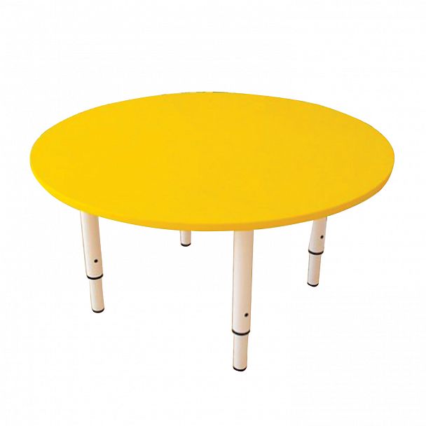 Стол детский круглый, регулируемый (пластик желтый, слоновая кость), гр.0-3 - Вид 2