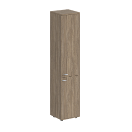 Шкаф высокий Sigma 400х400х1955, з.ст HDF, правый / корпус: дуб темный; фасады: дуб темный - Фото предпросмотра