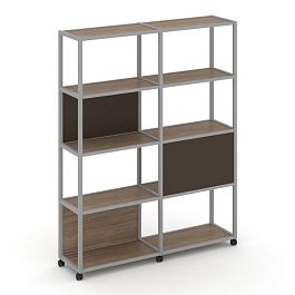 Shelf Mobile Стеллаж 5 уровней 2 секции VR.LT-STK-512.10 Дуб Аризона/Металл Серый/W-25 1970*400*2000 - Фото предпросмотра