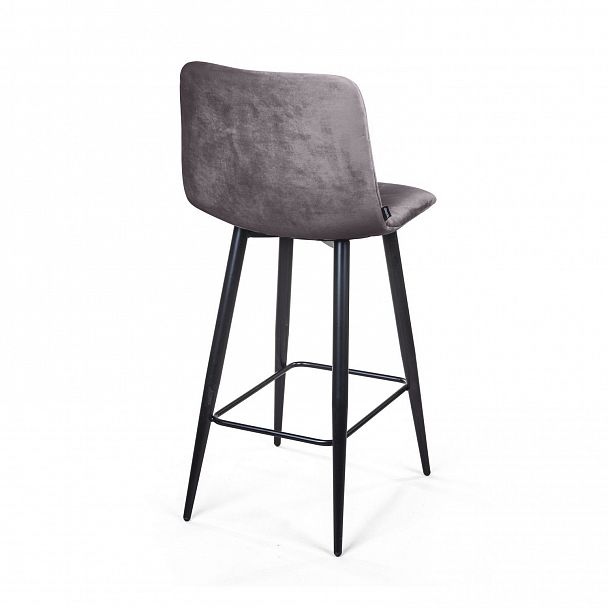 Стул полубарный UNO, бархат серый 27 / чёрный конус - Вид 5