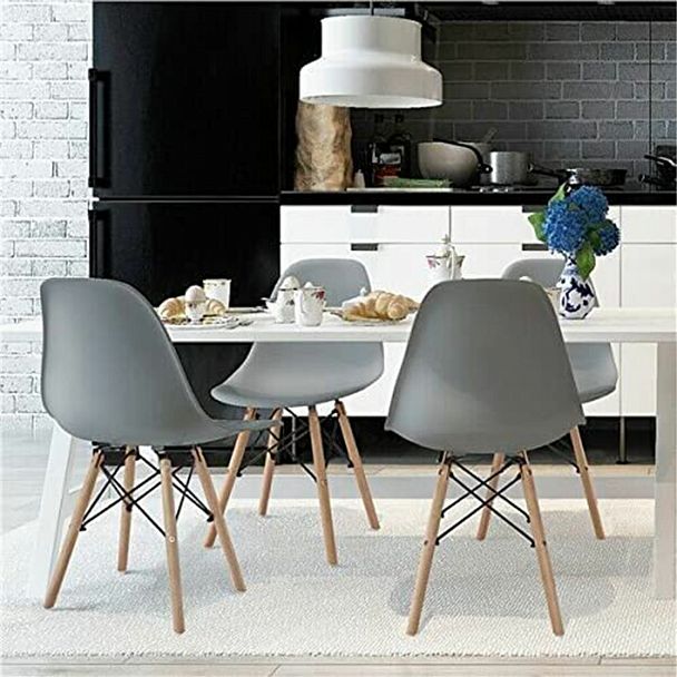 Стулья BRABIX "Eames CF-010", КОМПЛЕКТ 4 шт., пластик серый, опоры дерево/металл, 532632, 2033A - Вид 5