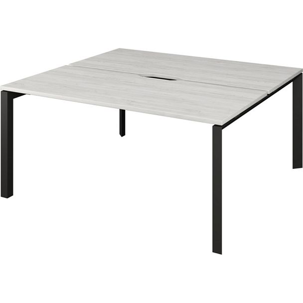 Бенч двойной на 2 рабочих места на металлокаркасе НТМП.П.Б2-140 Сосна винтер/Антрацит 1400x1496x750 Аргентум-МП - Вид 1