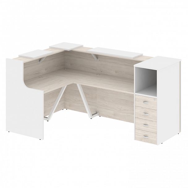 Ресепшн Г-образный "Onix" O.R-K-25 денвер светлый/белый - Вид 1