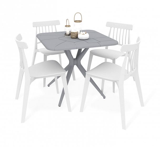 Обеденная группа Sheffilton SHT-DS198 серый/белый - Вид 2