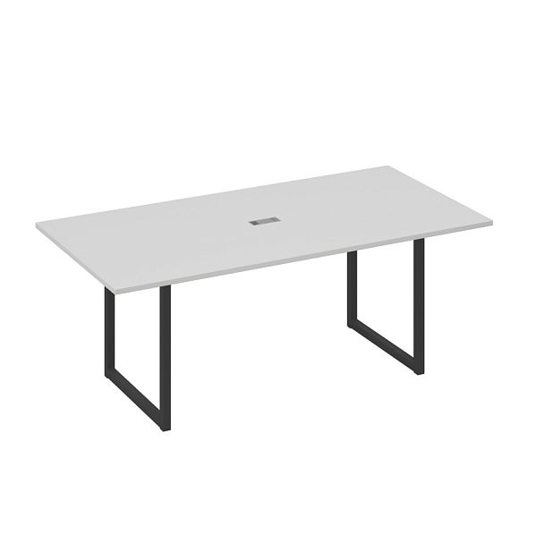 Стол 200 с металлокаркасом QUATTRO для переговоров A4 А4 Б4 123 БП серый / металлокаркас антрацит - Вид 1