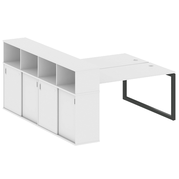 Metal System Quattro Р. ст. с шкафом-купе на О-образном м/к 50БО.РС-СШК-4.4 Т Белый/Антрацит металл 2010*2332*1098 - Вид 1