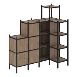 Loft Угловой внутренний стеллаж наборный VR.L-48 Дуб аризона/Чёрный металл 1694*862*1869 - Фото предпросмотра