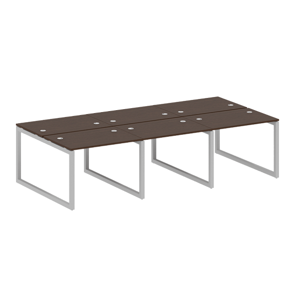 Metal System Quattro Р. ст. на 6 раб. места на О-образном м/к 50БО.СМ-6.1 Венге/Серый металл 3000*1475*750 - Вид 1