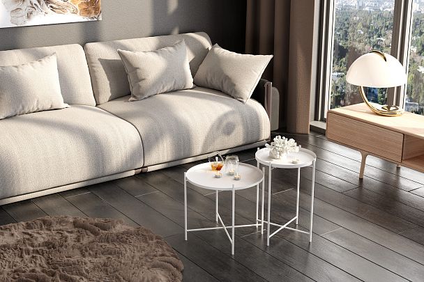 Двойной кофейный столик Sheffilton SHT-CT8/CT8-2 белый муар - Вид 3