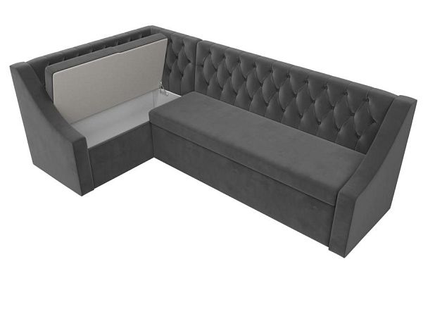 Кухонный угловой диван Мерлин левый (полностью велюр серый) - Вид 7