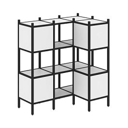 Loft Угловой внутренний стеллаж наборный VR.L-29 Белый бриллиант/Чёрный металл 1278*862*1458 - Фото предпросмотра