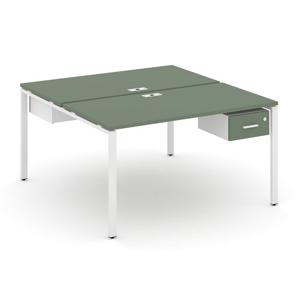 Concept Рабочая станция 2 сторонняя с подвесными тумбами на 2 места CN.DRS-109 W Кобо/Белый Бриллиант/Металл Белый 980*1480*750 - Вид 1