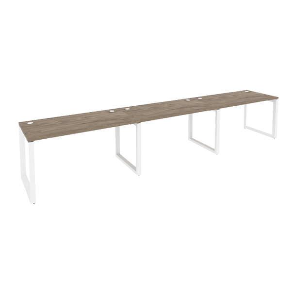 Onix Рабочая станция на О-образном м/к O.MO-RS-3.3.7 Тиквуд темный/Белый металл 4140*720*750 - Вид 1