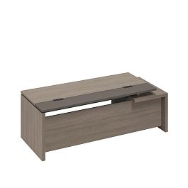 Стол руководителя с кабель-каналами с тумбой 3-ящичной с замком левый U.RUS РС 123 ДЧ/ЛС дуб виченца/лава серая - Фото предпросмотра