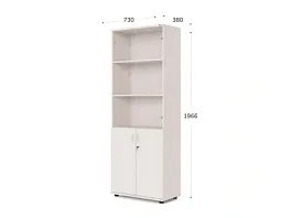 UNITY РШКС-02 ДУБ МОЛОЧНЫЙ Шкаф со стеклянными дверьми Прямой 730x380x1966 - Фото предпросмотра