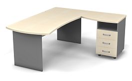 Стол угловой L,R 1800 Берлин Береза Майнау/Серый УРМ 180 L\R - Фото предпросмотра