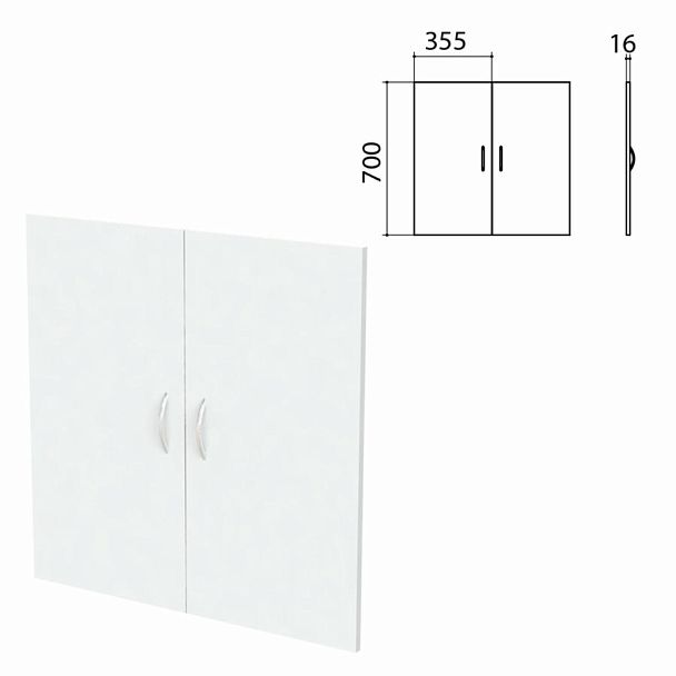 Дверь ЛДСП низкая "Бюджет", КОМПЛЕКТ 2 шт., (355х16х700 мм), белый, 402879-290 - Вид 2