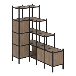 Loft Угловой внутренний стеллаж наборный VR.L-42 Дуб аризона/Чёрный металл 862*1694*1869 - Фото предпросмотра