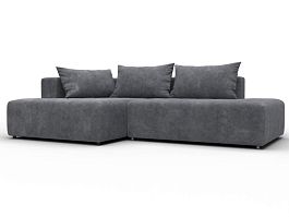 Диван угловой Лига-103 НПБ угол левый Велюр серый - Фото предпросмотра