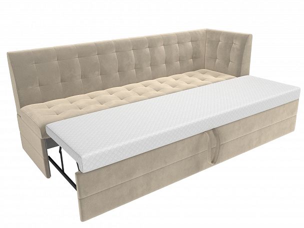 Кухонный диван Бриз с углом (полностью микровельвет бежевый) - Вид 6