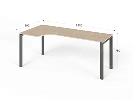 UNITY РМСУ9-18L ДУБ СОНОМА Стол на металлокаркасе угловой левый 1800х900х750 - Фото предпросмотра