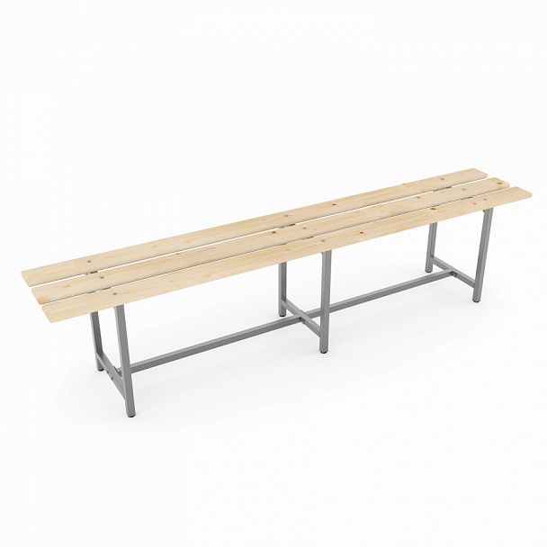 Скамья деревянная на металлокаркасе "СТ 4", 2000х350х460 мм, каркас металлический серый, сиденье дерево - Вид 1