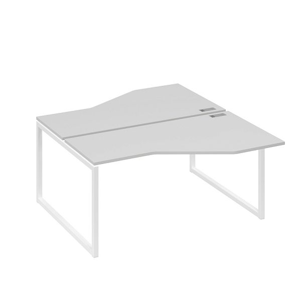 Рабочая станция со столами Техно (2х160) каркас QUATTRO A4 А4 Б4 188 БП серый / металлокаркас белый - Вид 1