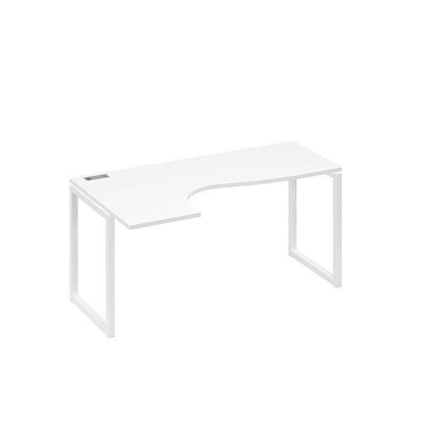 Стол эргономичный левый "Классика" на металлокаркасе QUATTRO A4 А4 Б4 035 БП белый премиум / металлокаркас белый - Вид 1