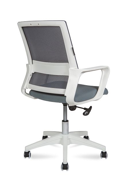 Кресло Бит LB / белый пластик /  серая сетка / темно серая ткань - Вид 3