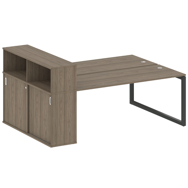 Metal System Quattro Р. ст. с шкафом-купе на О-образном м/к 50БО.РС-СШК-2.5 Т Вяз/Антрацит металл 2210*1475*1098 - Вид 1