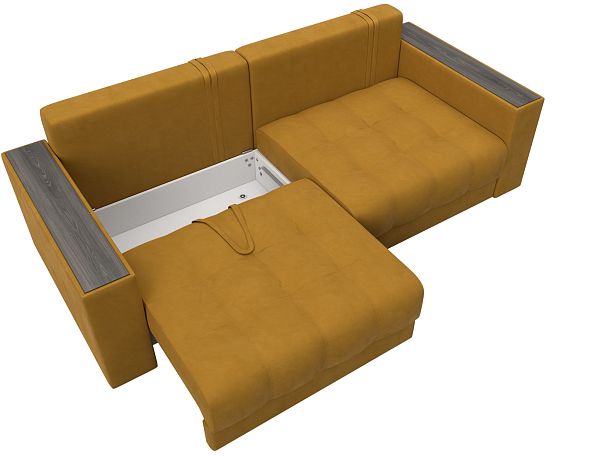 Диван прямой с декором Лига-049 НПБ Велюр желтый - Вид 7