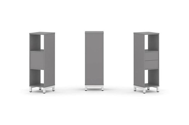 Стайл Проджект Набор стеллажа одностороннего, 3 яруса SN.NS-311 Серый Пепел/Металл Белый 387*400*124 - Вид 1
