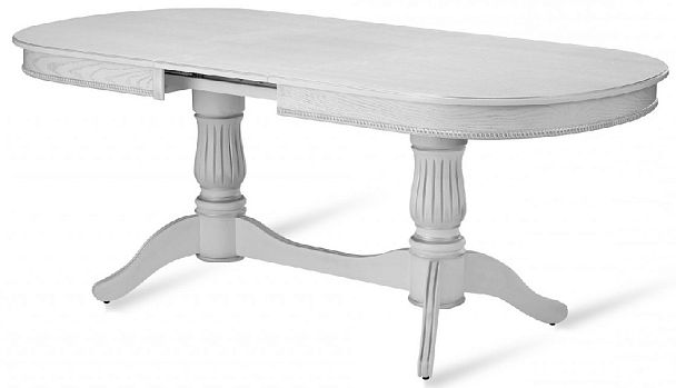 Стол деревянный раздвижной Кайнс 160(200,240)х100х76 Белый с серебряной патиной - Вид 5