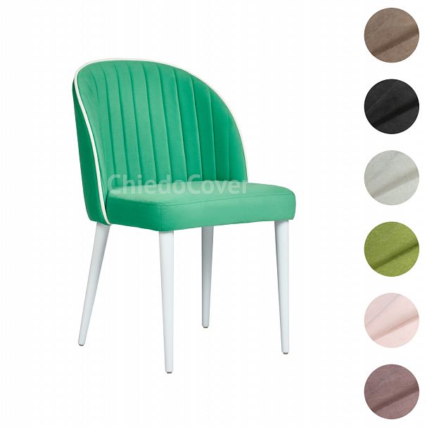 Стул Тони, аквамарин / белый вельвет, белые ножки - Вид 8