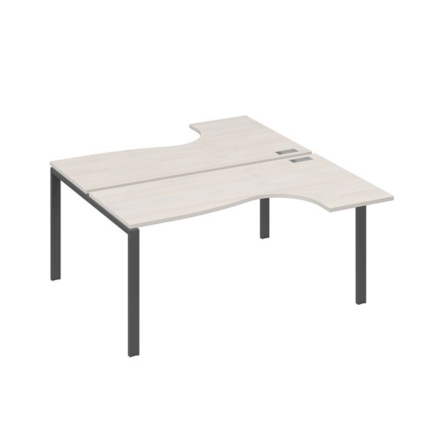 Рабочая станция UNO (2х160) со столами эргономичными A4 А4 Б1 182 БП дуб / металлокаркас антрацит - Вид 1