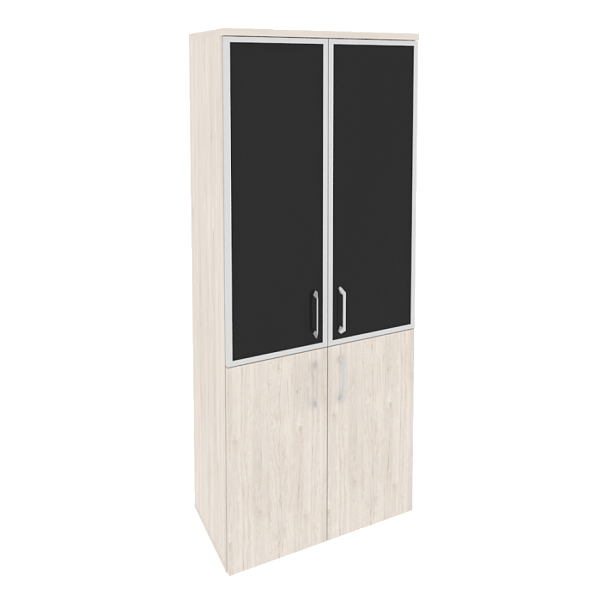 Onix Шкаф высокий широкий O.ST-1.2 R black Денвер светлый/Стекло black 800*420*1977 - Вид 1