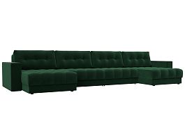 Диван П-образный с декором Лига-049 НПБ Лонг Велюр зеленый - Фото предпросмотра