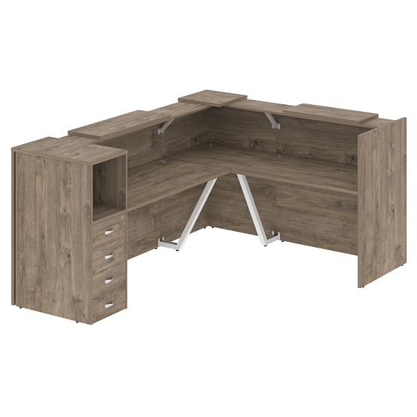 Ресепшн Г-образный "Onix" O.R-K-27 тиквуд темный/белый - Вид 1