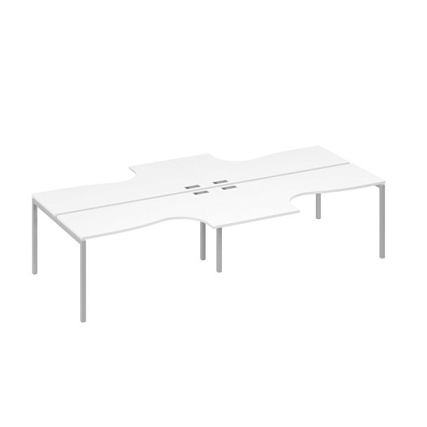 Рабочая станция со столами DUE (4х160) Классика A4 А4 Б2 182-2 БП белый премиум / металлокаркас серый - Вид 1