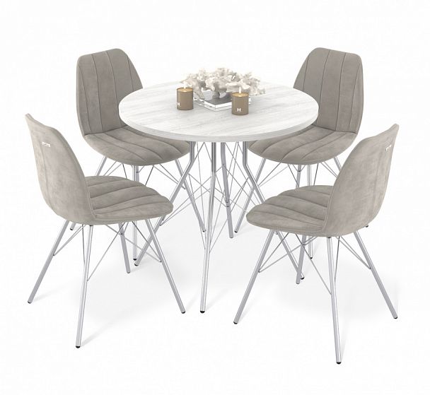 Обеденная группа Sheffilton SHT-DS235 сосна касцина/лунный камень/хром/лак - Вид 1