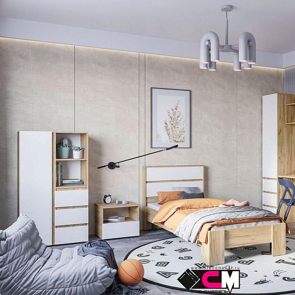 Хелен ШК 03 Шкаф (0,802х1,414х0,460) белый/дуб крафт золото - Вид 3