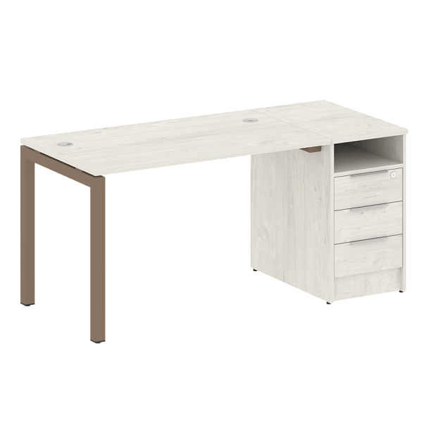 Metal System Quattro Р. ст. с тумбой на П-образном м/к 50БП.РС-СТП-1.2 Дуб наварра/Мокко металл 1612*720*750 - Вид 1