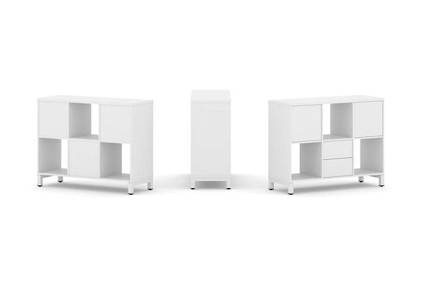 Стайл Проджект Набор стеллажа 1 сторон., 2 яр. SN.NS-231 Белый/Металл Белый 1121*400*881 - Вид 1